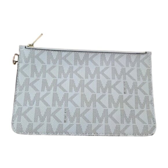 Michael by Michael Kors Monogram Tan and White Pouch Clutch - Picture 1 of 9